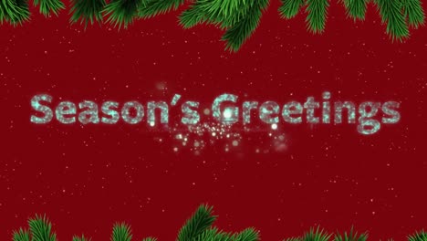 Animation-of-snow-falling-over-christmas-greetings-text-and-decoration