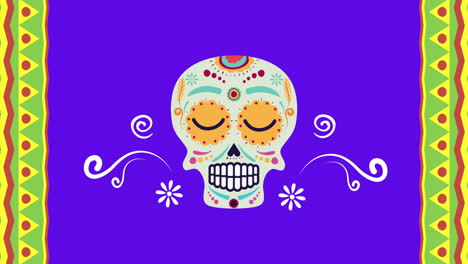 dia de los muertos animación con máscara de cráneo