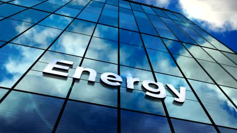 energy sign on glass building loop animation