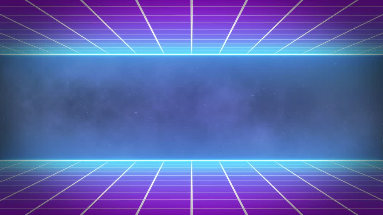 Animation of neon squares and clouds over black background