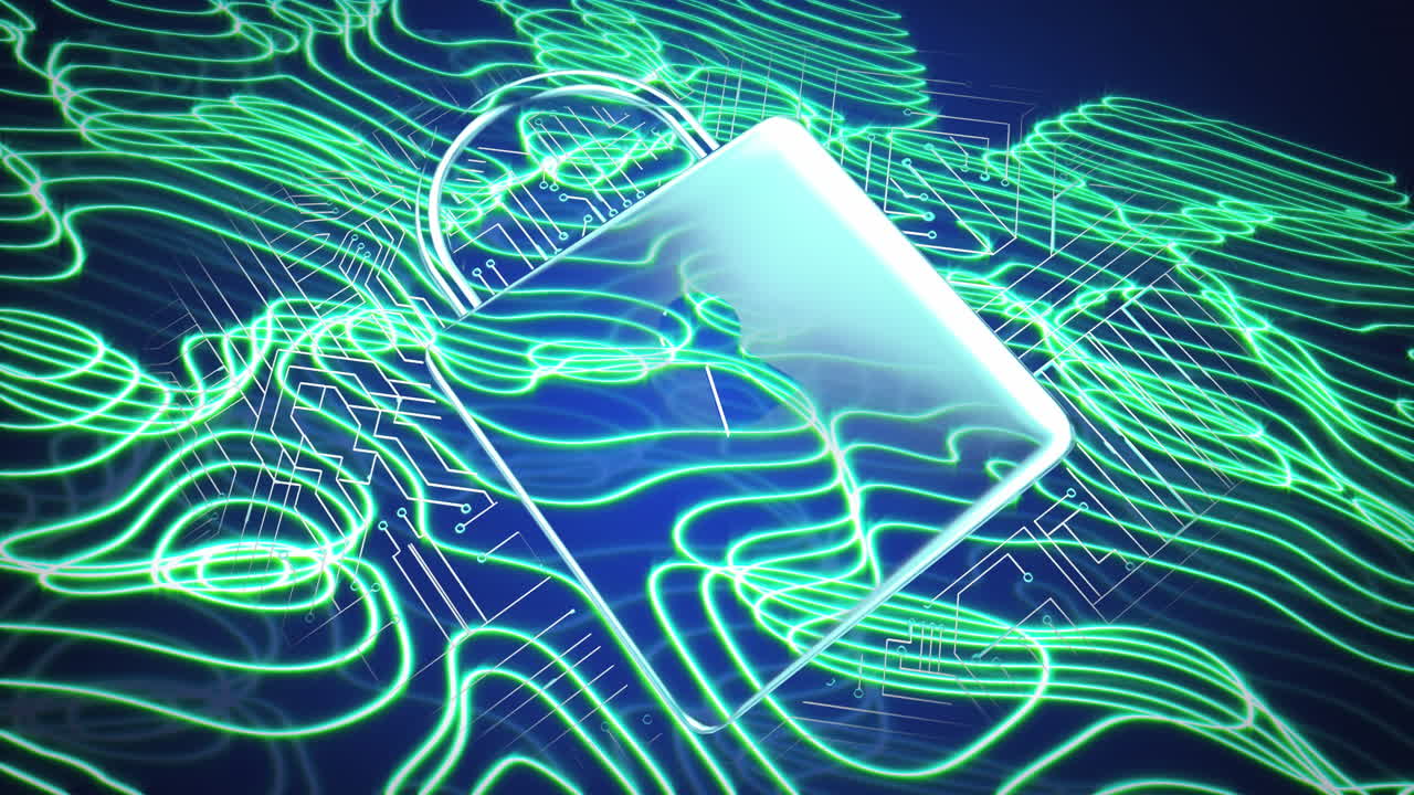 animación del candado y procesamiento de datos y red de conexiones