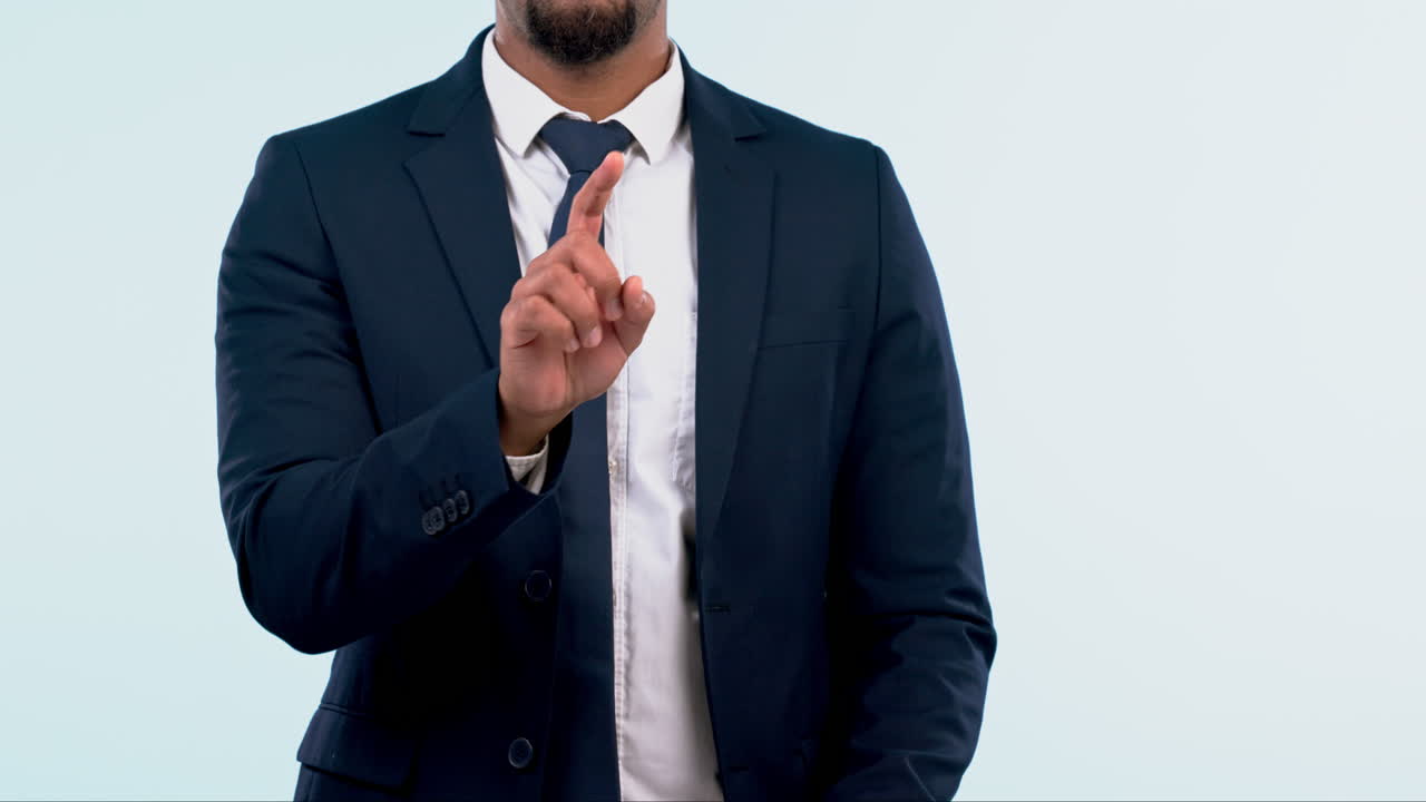 negocio, dedo y haz clic con el hombre