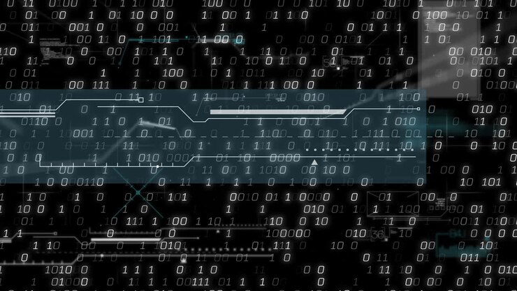 Animation of data processing on black background