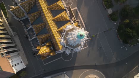 matthias church, fisherman's bastion, holy trinity square - top down drone shot