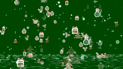 christmas icons background - green.