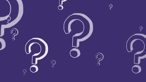 Animation-of-hand-drawn-question-marks-moving-on-purple-background