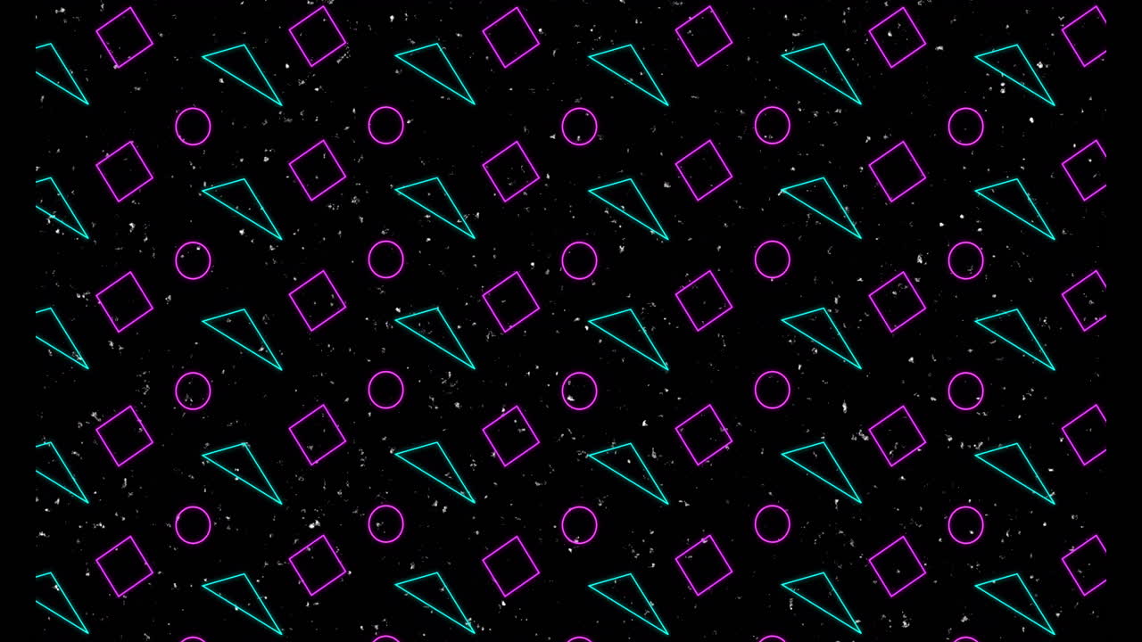 Animation of colourful shapes on black background