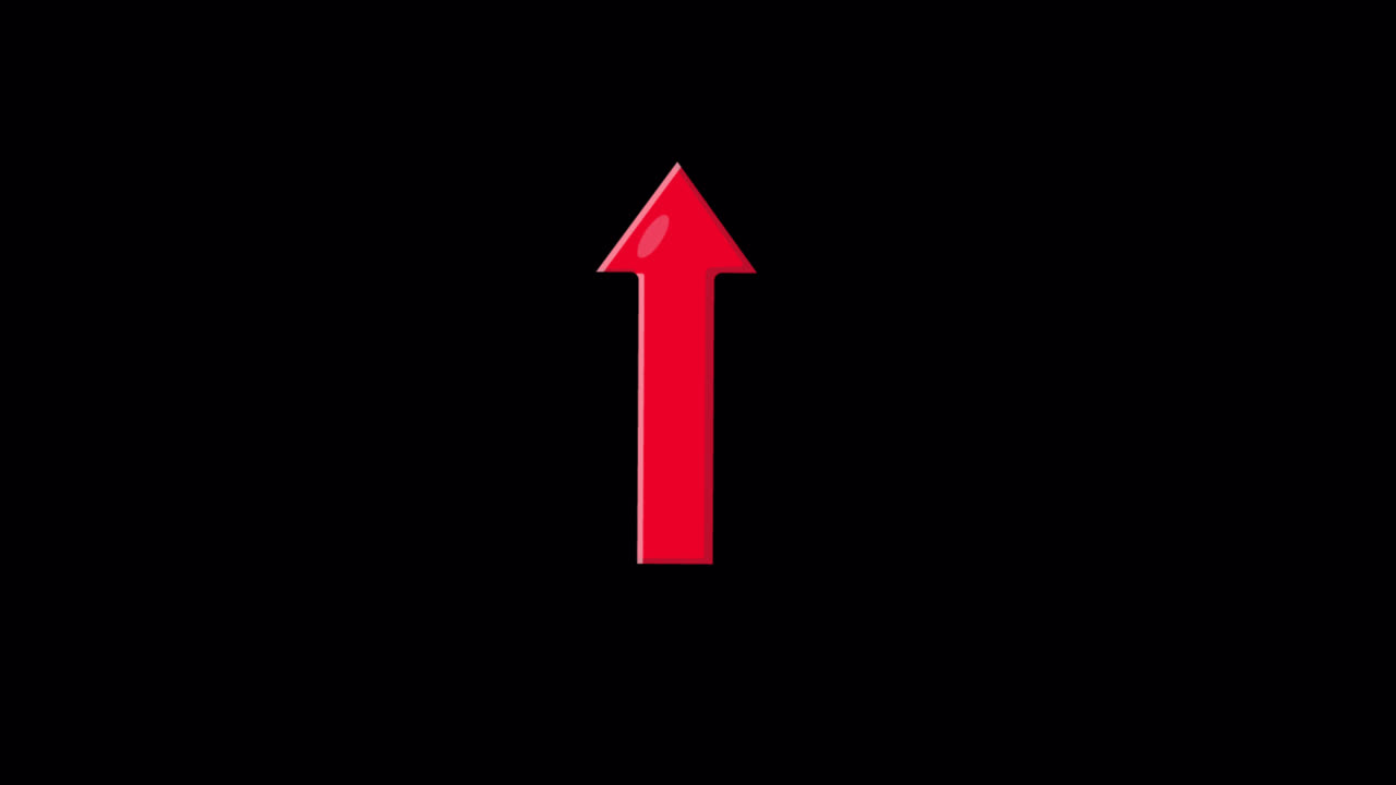 Animated Red Arrow Pointing Upwards on Black Background