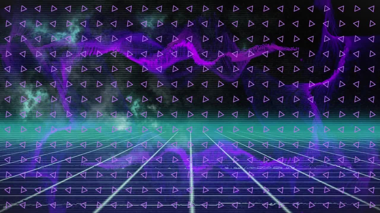 검은 바탕에 움직이는 모양과 구름의 애니메이션