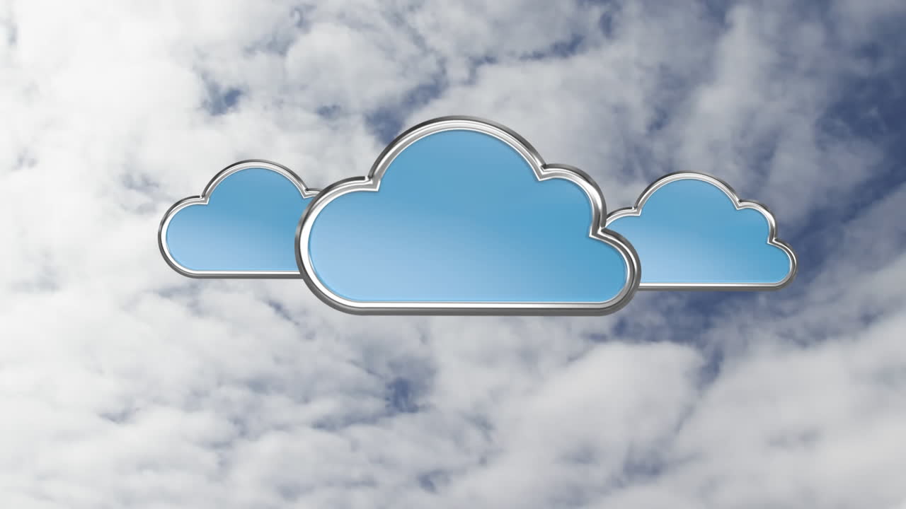 Animation of digital clouds  with sky in the background