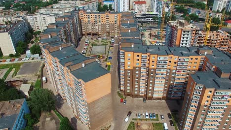 new apartments build in the city center. modern urban district with architecture. exterior of comfortable high-raised buildings.