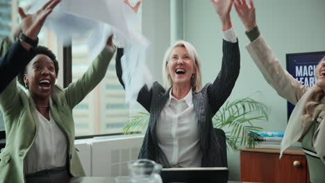 celebrating business success in the office