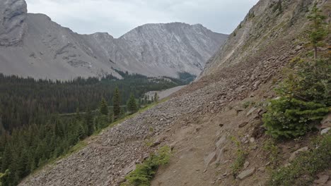 trail in the mountain valley followed kananaskis alberta canada