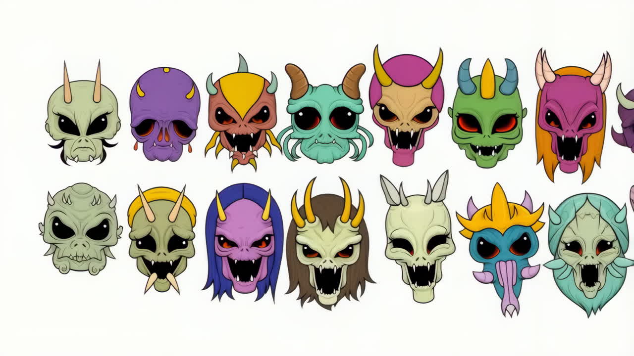 Colorful Stylized Monster Head Collection