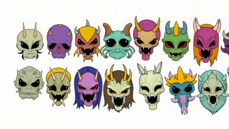 colorful stylized monster head collection