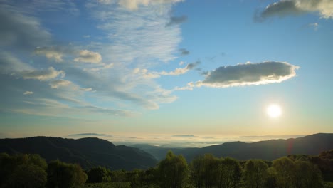 timelapse of sunrise over a highland plateau. beautiful landscape of nature.