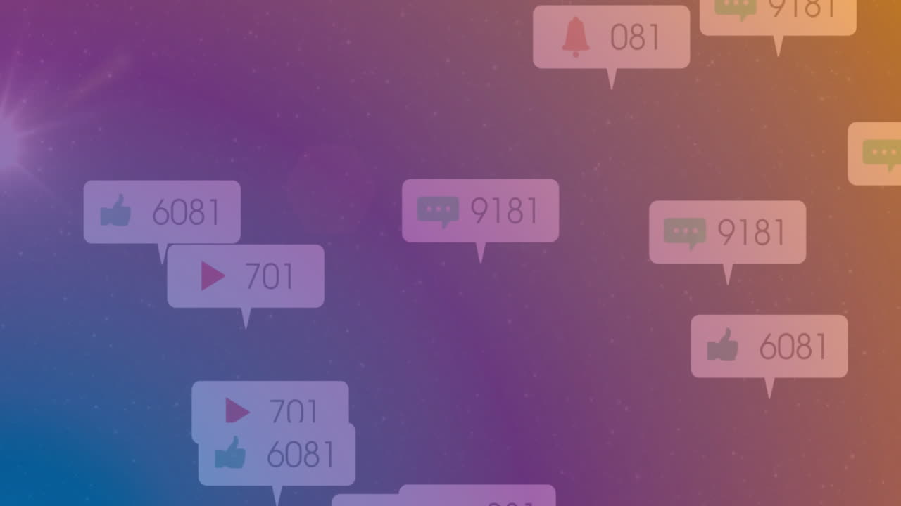 소셜 미디어 알림: 그래디언트 배경 위의 애니메이션