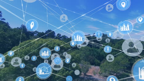 Animation-of-network-of-connections-with-digital-icons