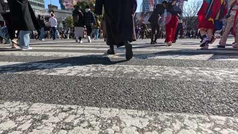 diverse crowd walking in a street parade