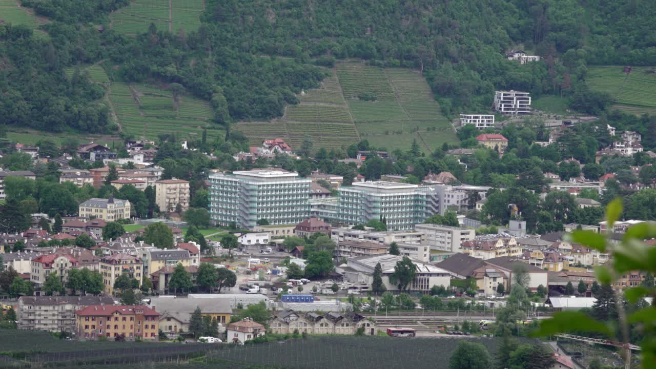 View of part of Meran - Merano and its hospital in South Tyrol, Italy