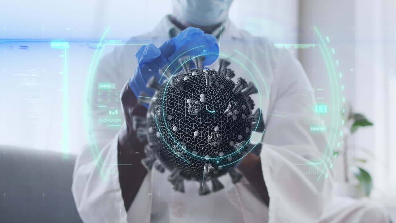 animación de un médico afroamericano sobre el procesamiento de datos