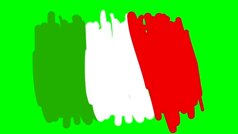 dibujo de la bandera de italia en una pizarra verde aislada