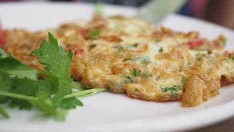 a close-up of a delicious omelette