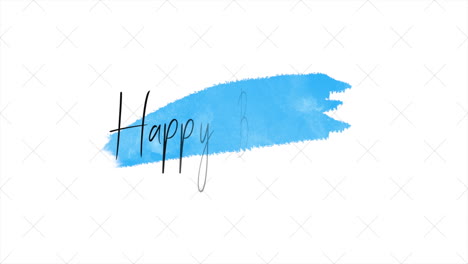 happy birthday with blue splashes on white gradient