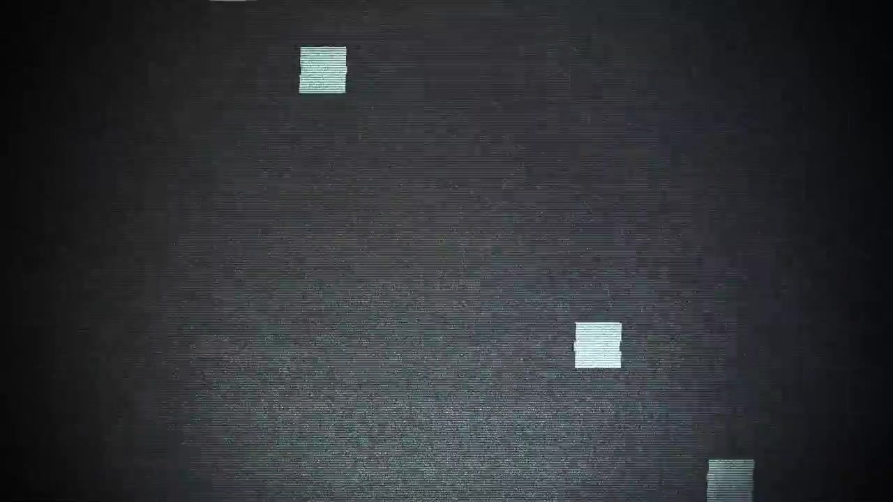 Retro 8-bit Pixel Game Blocks Moving on TV Static Background