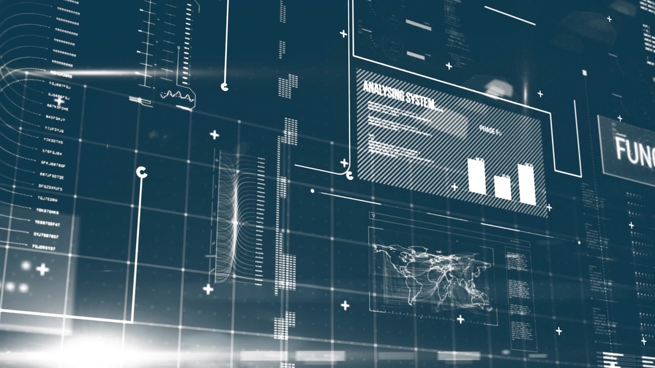 Animation of data processing on blue background