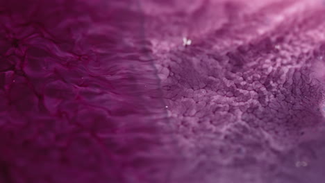 swirling pink and white liquids blend together in a smooth, mesmerizing macro close-up shot