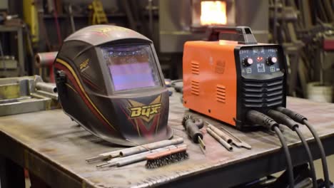welding helmet and machine