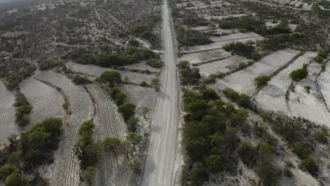 Zapotitlán,-Carretera-Del-Desierto-De-Puebla-Sin-Gente-En-México---Antena