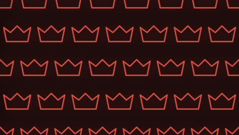 Glittering-red-crown-pattern-illuminated-with-neon-lights-on-black-background