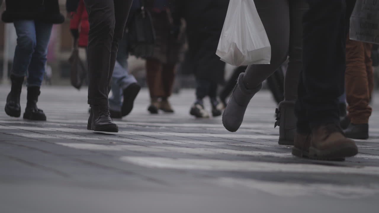 Busy City Street Crossing