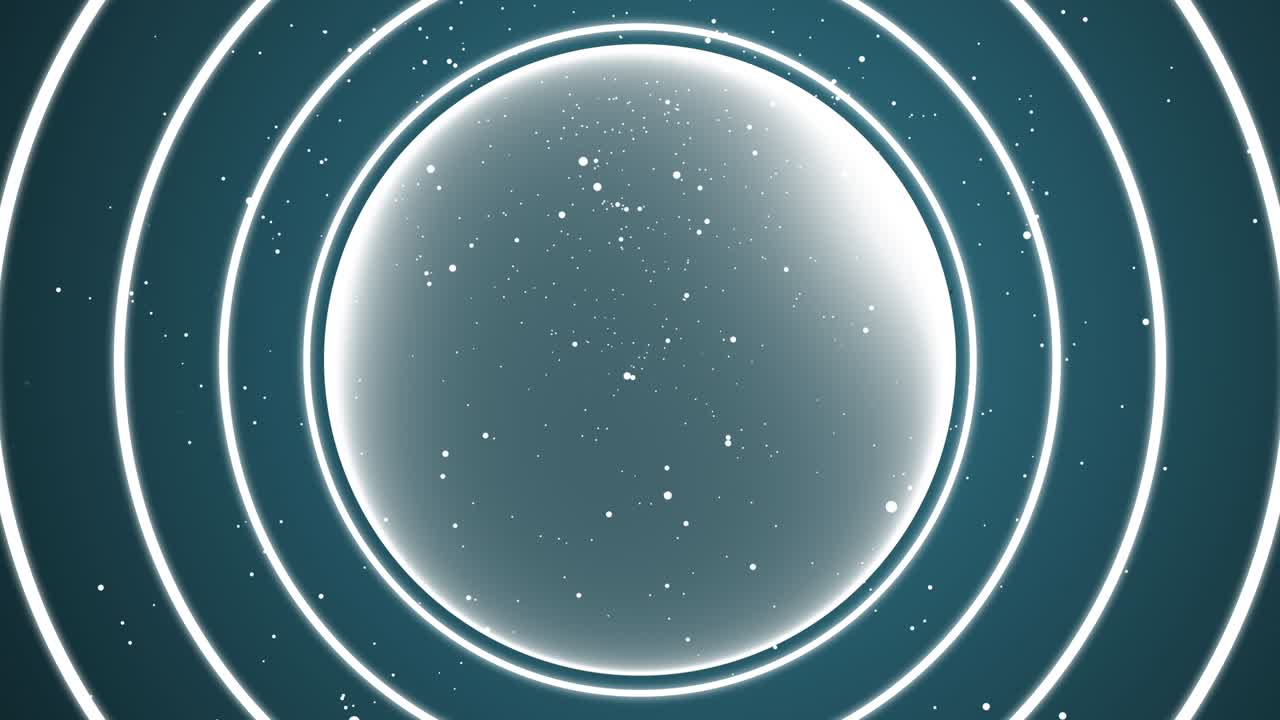 파란색 배경에 추상적인 네온 원의 4k 비디오