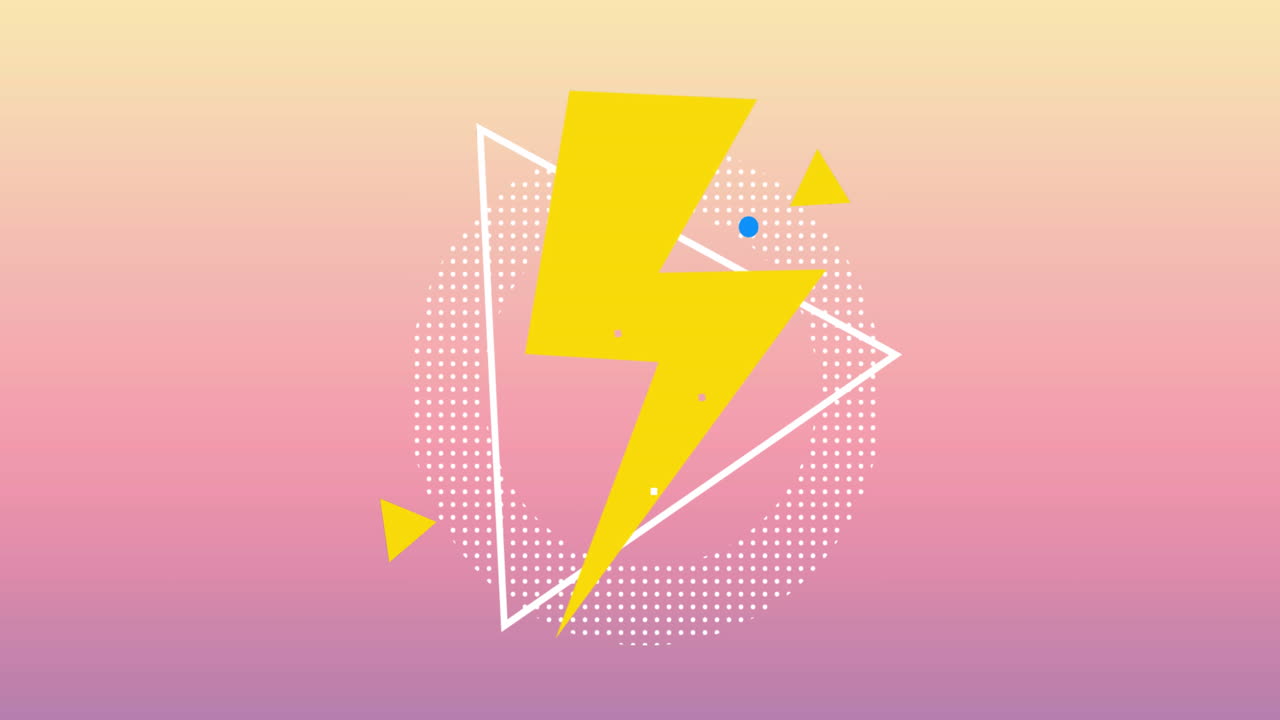 복사 공간과 함께 분홍색 배경 위에 번개 아이콘과 모양의 애니메이션