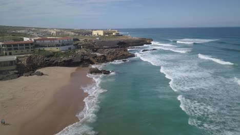 Aerial-view-from-a-beach-at-the-sunset