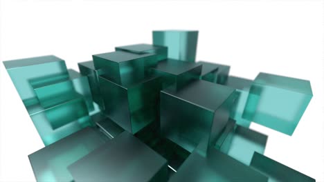 glass blocks cubes floating interlocking abstract tech motion background loop 4k