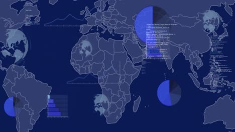 Animation-Von-Statistiken-Und-Datenverarbeitung-über-Einer-Weltkarte