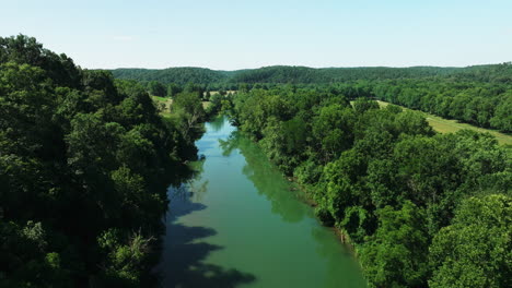 war eagle creek through lush forest in benton county, arkansas, usa