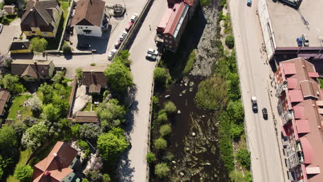 Above-View-Of-Stromsan-River-In-The-City-Of-Stromstad,-Bohuslän,-Sweden