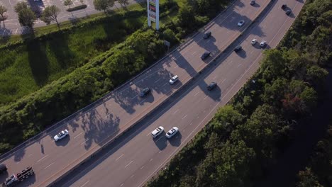 looking over a highway and heading into a shopping center parking lot