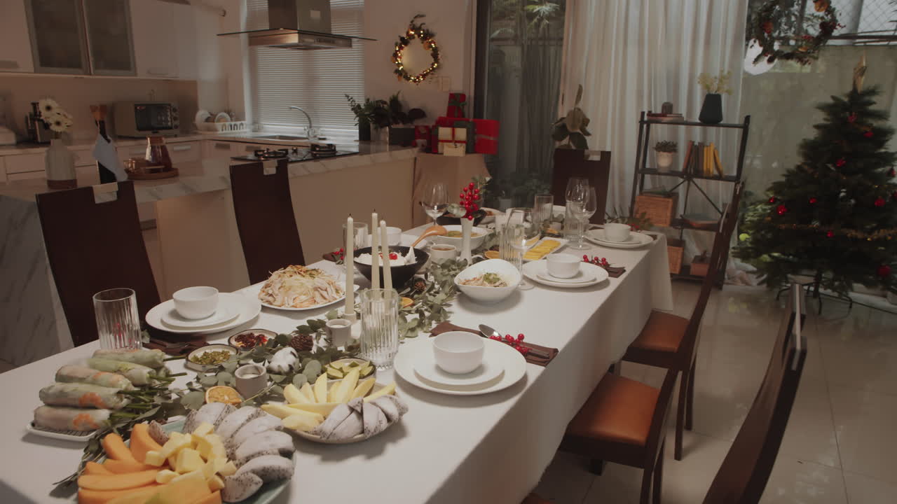 Festive Table Served for Christmas