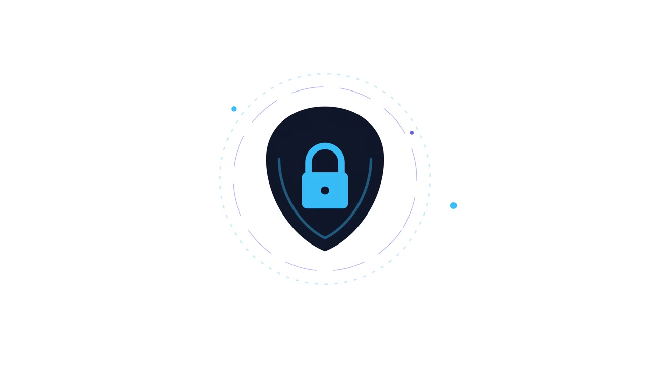 Animated Shield Icon with Padlock Symbol for Cybersecurity Concept