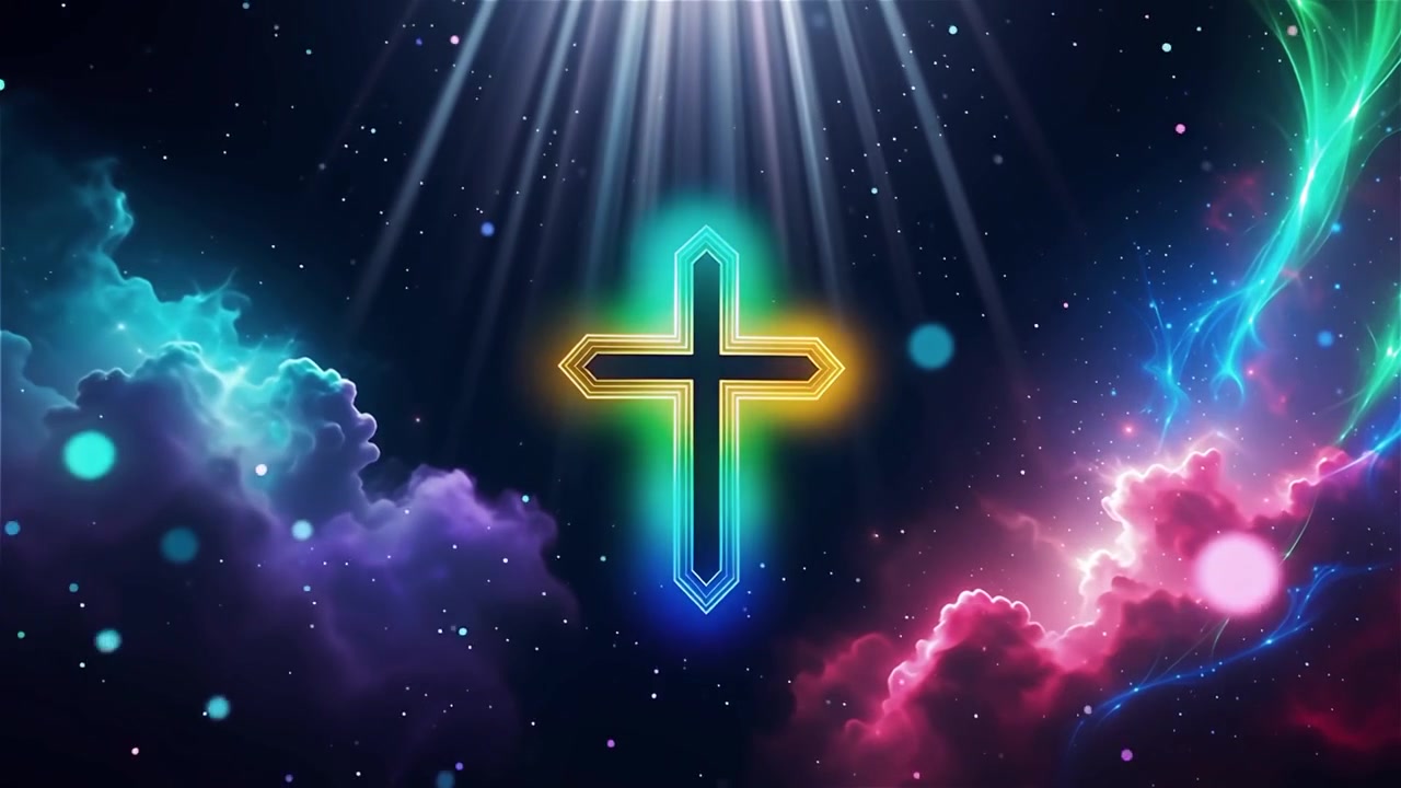 Christian Cross Heavenly Light Worship Background