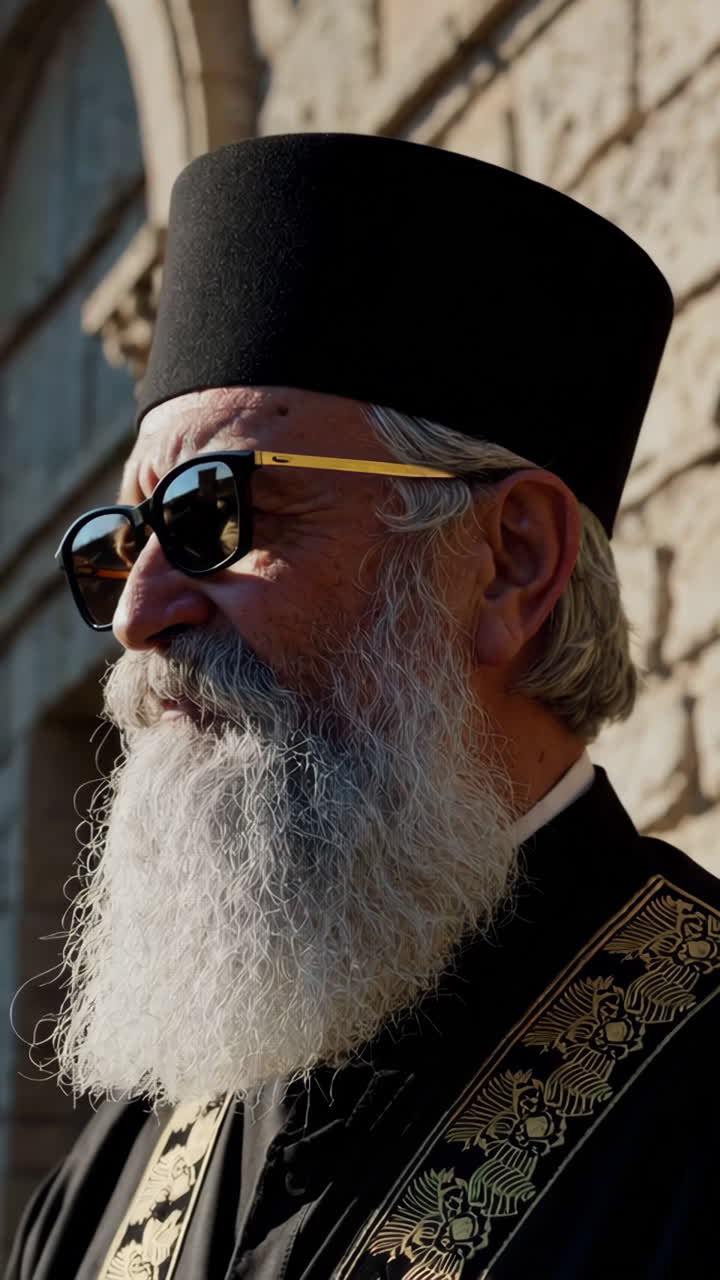 Elderly Priest in Profile