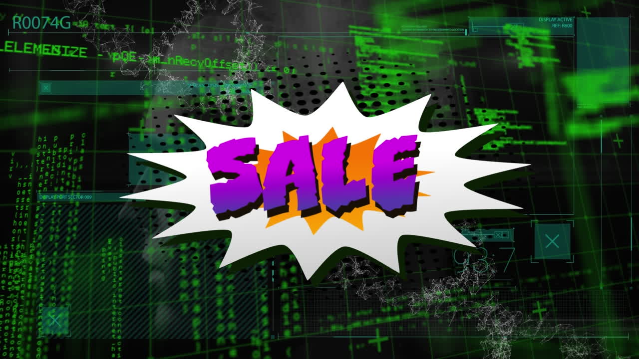 데이터 프로세싱과 인간 모델에 대한 음성 버블에 대한 판매 텍스트의 애니메이션