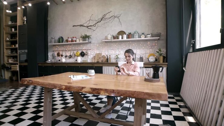 La donna nella cucina moderna