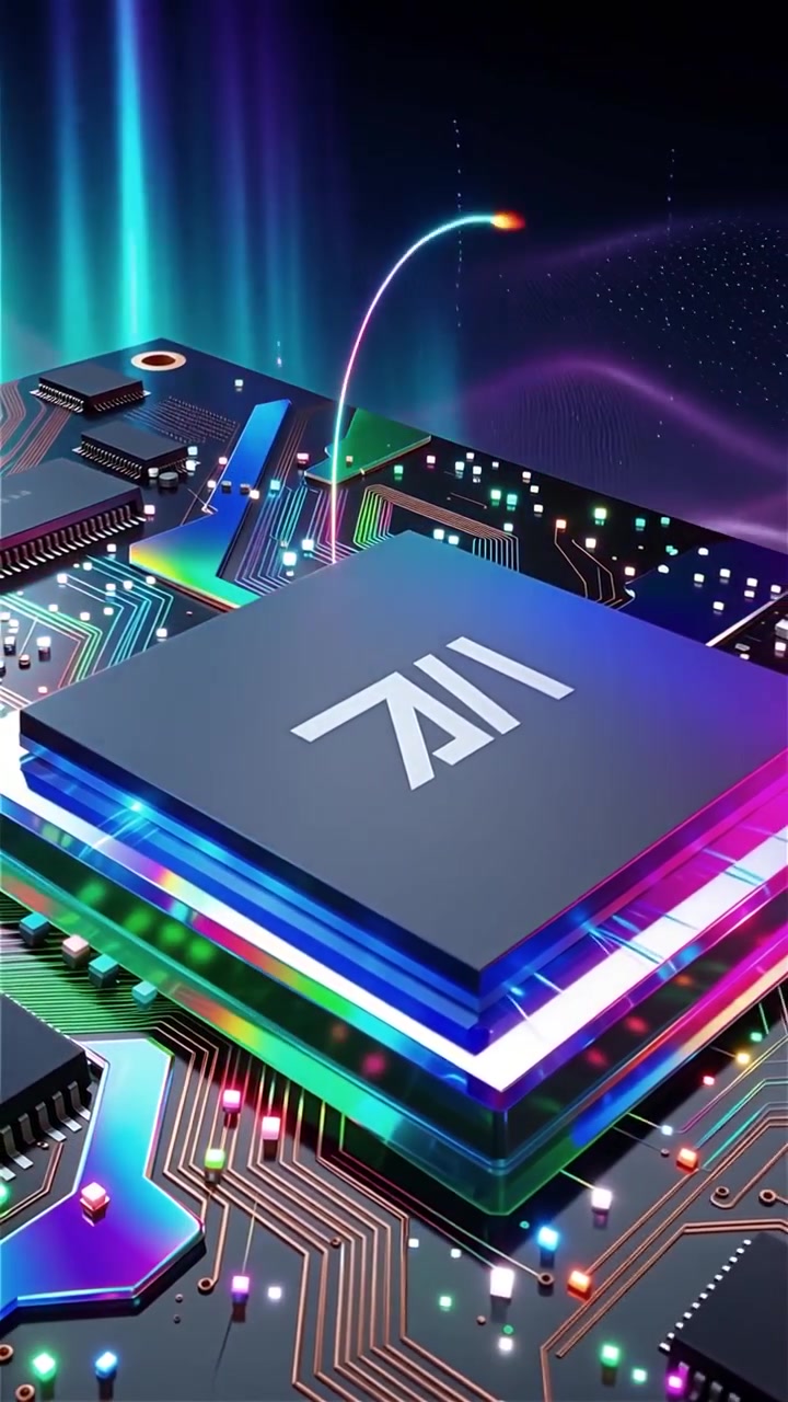 Futuristic AI Chip Motherboard Technology Background